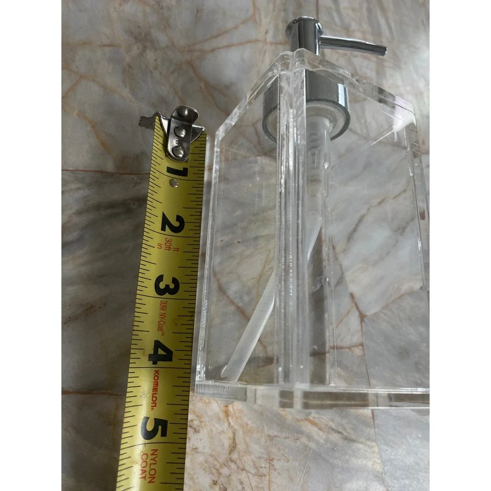 BINO Clear Acrylic Soap Dispenser Rectangular Chrome Pump Modern Bathroom Decor